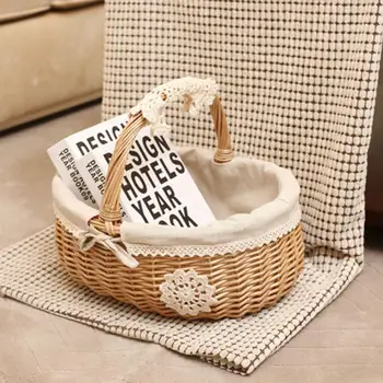 

Wicker Storage Basket Storage Box Picnic Basket Fruit Basket Outdoor Camping Picnic Bag Wicker Picnic Basket Case Thermal Lunch