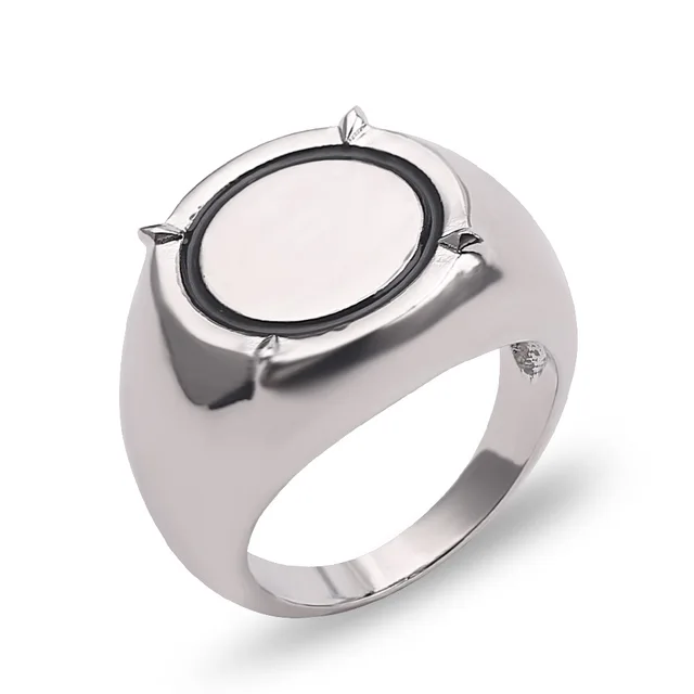 Lovers Anime Black Cat Rings Girl Boy Round Print Boy and Girl Cartoon Jewelry Quality Ring for Women Cosplay Accessories silver