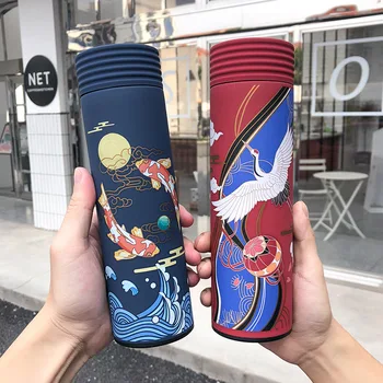 

450ml Chinese Classical Style Vacuum Flask With Filter Stainless Steel Thermal Cup Coffee Mug Water Bottle Milk Travel Thermocup