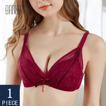 

BANNIROU Woman's Bras Lace Bralette Active Wire Free Push Up Bow Lingerie Underwear For Woman Convertible Straps Free Shipping
