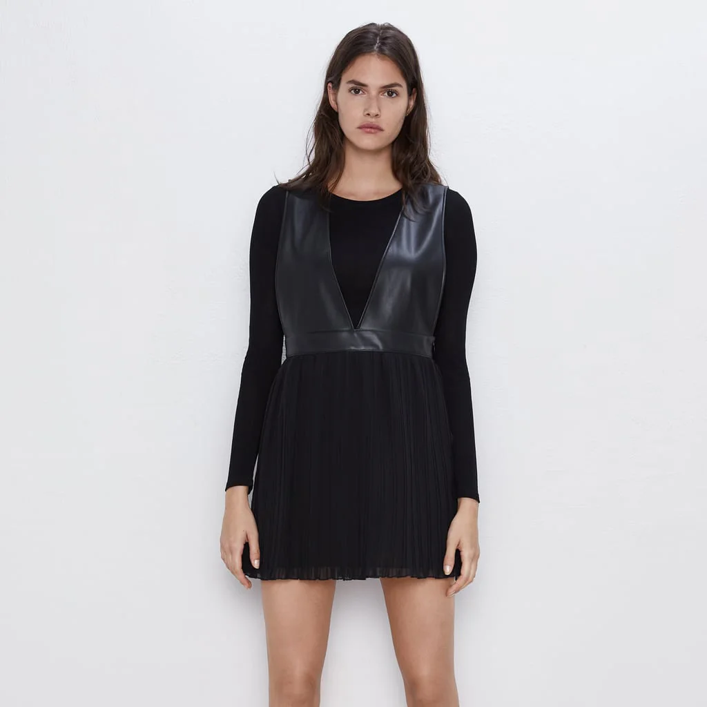 2019 ZA Autumn Fashion Patchwork Black Dress Women Clothing Trendy Casual Knee-Length Dress Female