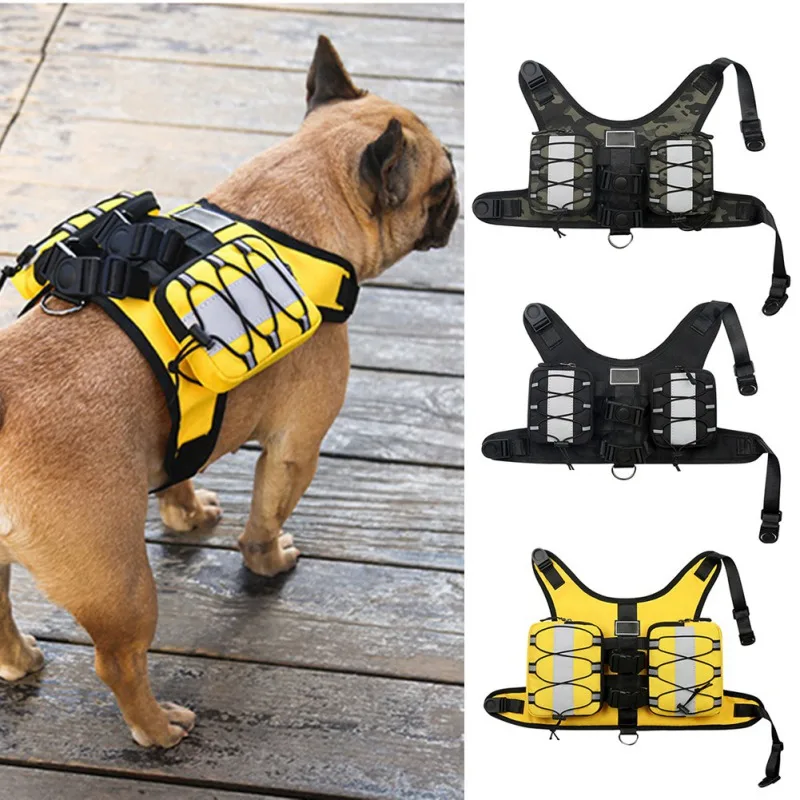 dog running with backpack