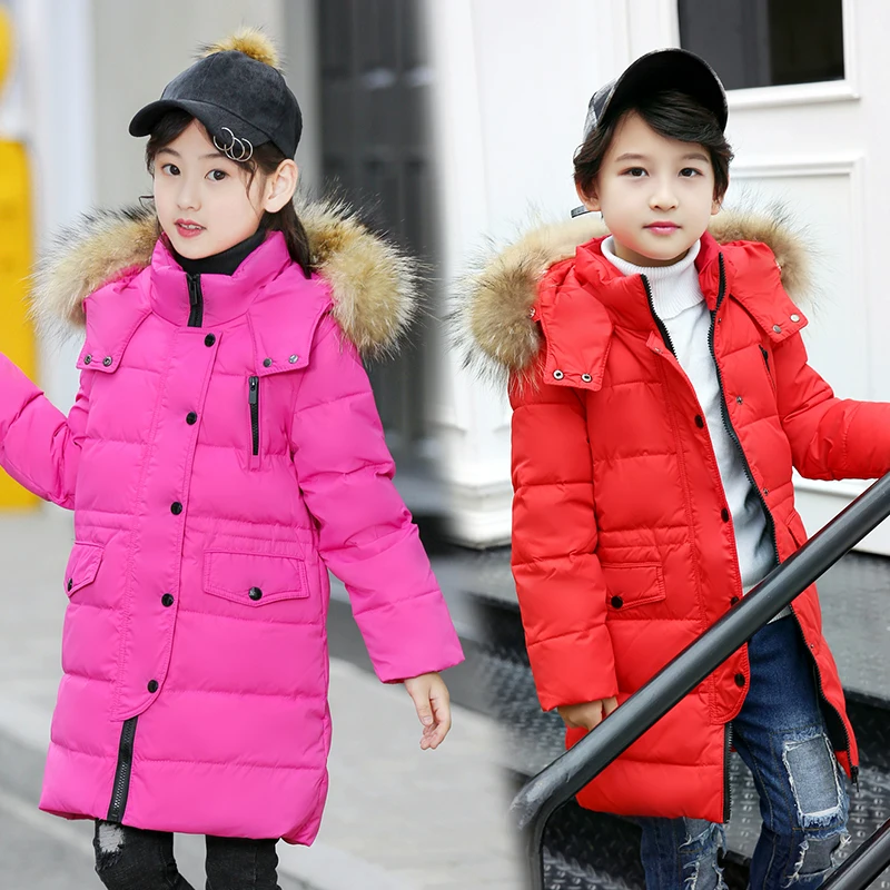 Модные детские пуховики, верхняя одежда зимние пуховые пальто с мехом для маленьких мальчиков утепленные детские куртки с перьями For-30degree