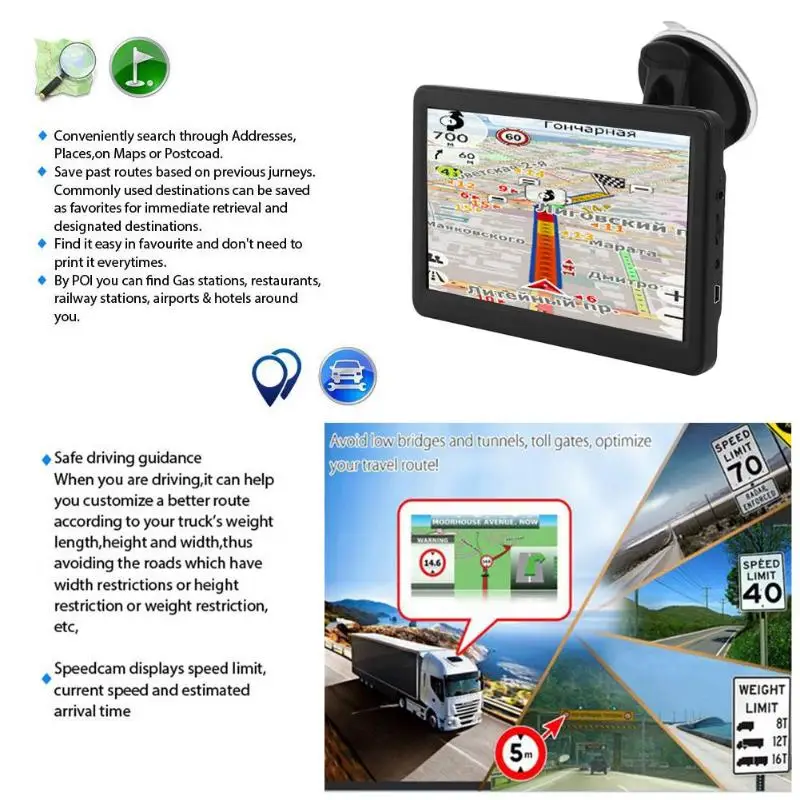 7 дюймов HD емкостный сенсорный Экран 8G+ 256MB автомобиля gps навигационная карта FM передатчик MP4 плеер gps навигатор
