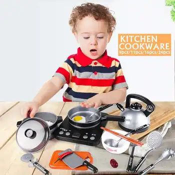 

24 Pieces Children Kitchen Toy Mini Cookware Pot Pan Kids Pretend Cook Play Toy Simulation Kitchen Utensils Toys Children Gift