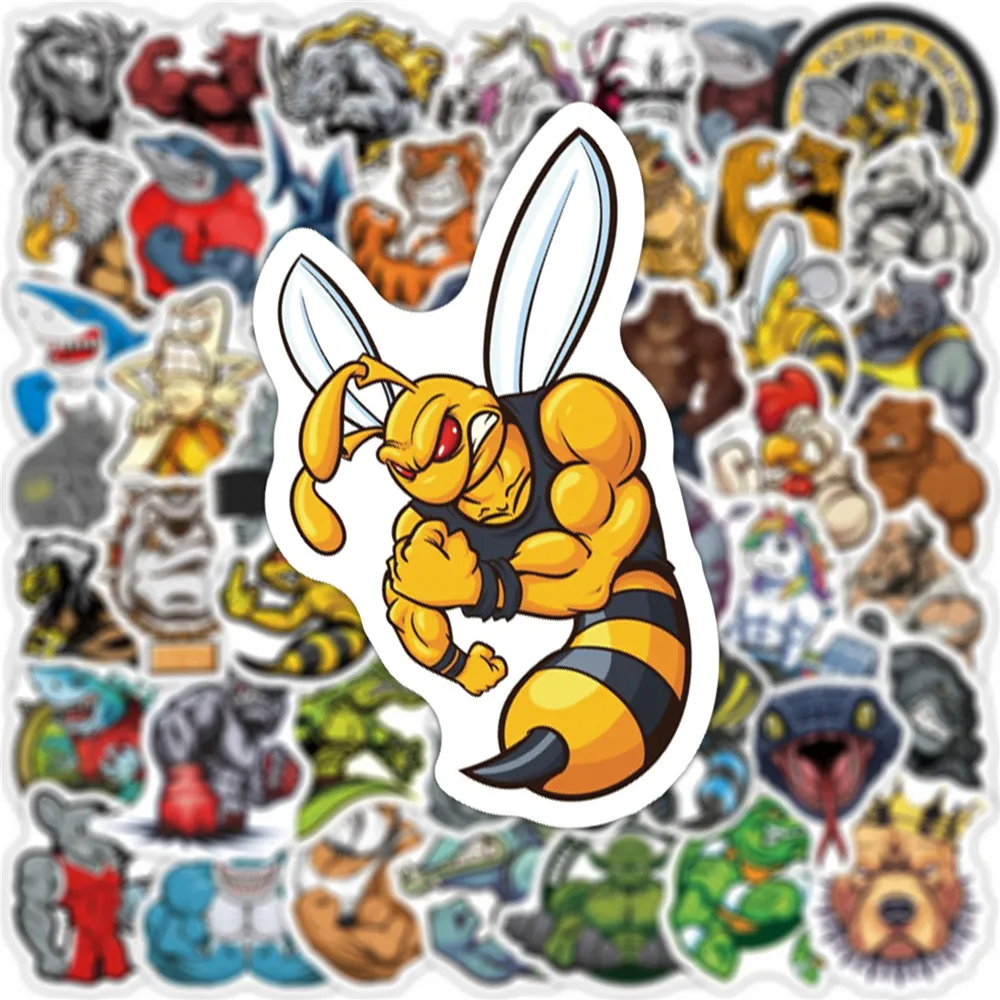 Muscle Animals Stickers 50pcs For Notebooks Stationery Scrapbook Supplies Ferocious Bodybuilding Vintage Stickers Aesthetic decorative stickers,stationery stickers,animal stickers