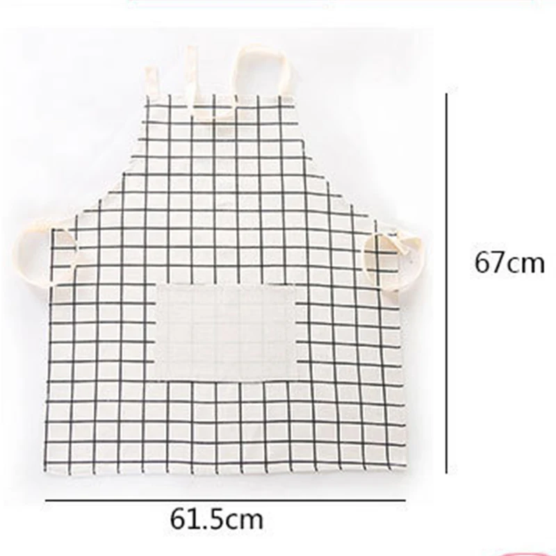 Home Sleeveless Cotton Linen Women Plaid Cooking Kitchen Apron Men Chef Waiter Cafe Shop BBQ Aprons Man Woman Baking Accessories