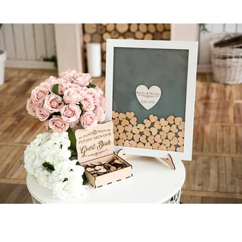 

customize hearts drop box wedding guest book frame wishes box shadow box Wooden Sign Book Guestbook ideas alternative shadow box