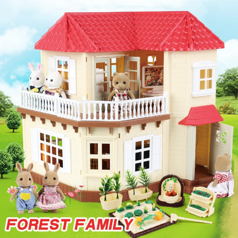 Forest Animal Family Villa 1:12 Furniture for Dolls Toy Forest Home Mini Bedroom Set