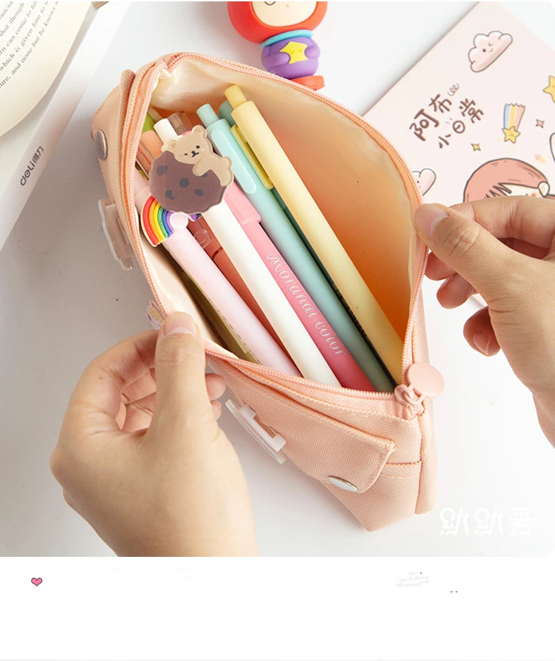 Kawaii Canvas Style Pastel Pencil Case