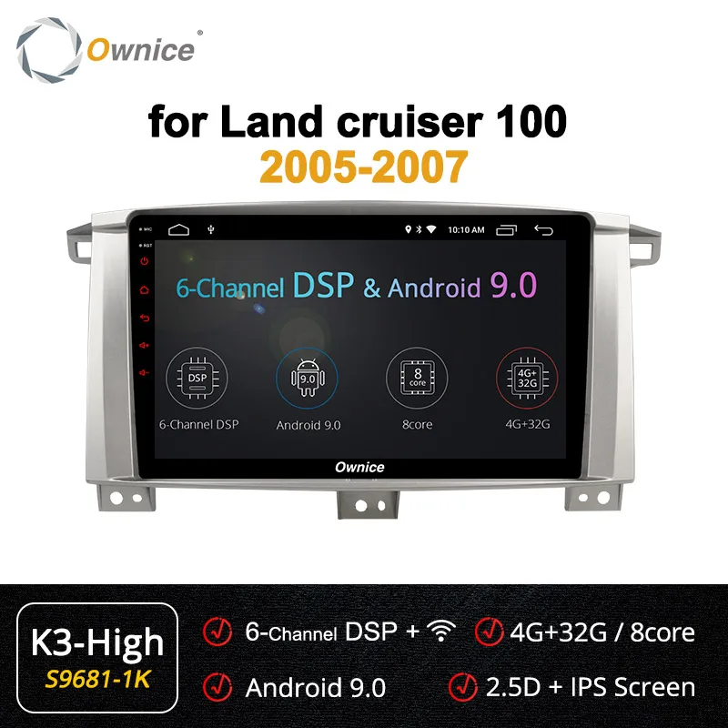 Ownice k3 k5 k6 Android 9,0 DSP SPDIF автомобильный DVD для Toyota Land Cruiser 100 LC100 150/Lexus LX470 2005-2007 авто радио Navi 4G - Цвет: S9681-1 K3 HIGH