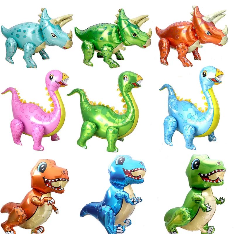 1 pc 4D Walking Dinosaur Foil Balloon Boy Animal  Children Dinosaur Birthday Forest Party Decoration large dinosaur aluminum film balloon baby s birthday arrangement dinosaur party 4d three dimensional dinosaur standing balloon