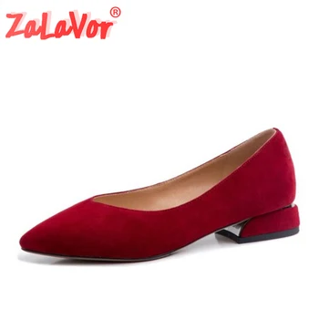 

ZALAVOR 4 Color Real Leather Women Pumps Casual Spring Comfortable Shallow Pumps Daily Chunky Heels Fashion Office Size 33-42
