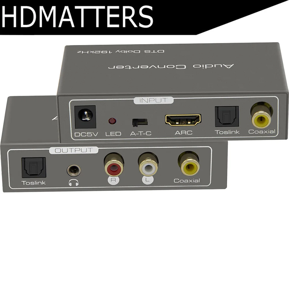 

HDMI 2.0 ARC audio converter Digital coaxial+toslink+HDMI ARC audio to coaxial+toslink+L/R+aux port