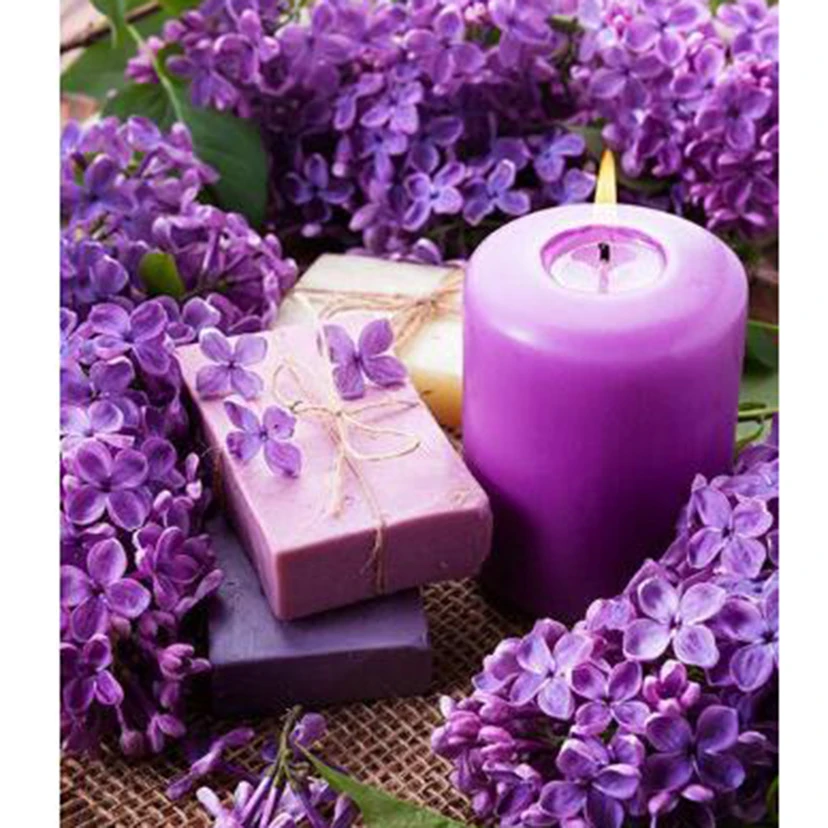 

5D DIY Diamond Painting Landscape Painting Purple Flower Candle Picture Square Round Diamond Cross Stitch Home Decoration WG2881