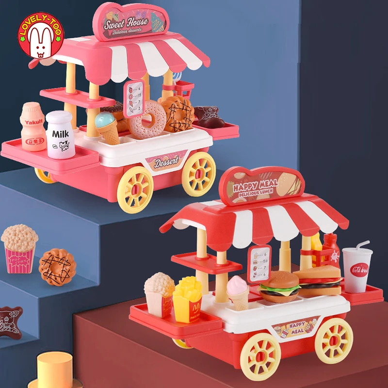 

Children Girl Pretend Play Kitchen Food Toys Mini Ice Cream Dessert Cars Play House Role-playing Girls Cooking Sets Game Gifts