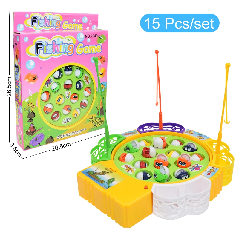 Kids Fishing Toys Electric Rotating Fishing Play Game Musical Fish Plate Set Magnetic Outdoor Sports Toys for Children Gifts 9