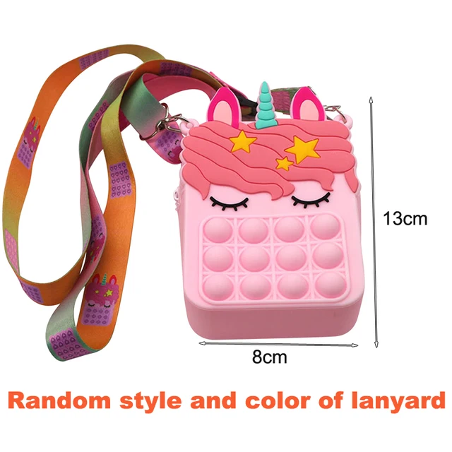Fashion Poppet Push Bubbles Toy Rainbow Unicorn Kawaii Coin Purse Children Wallet Ladies Bag Silica Gel Simple Dimple Fidget Toy WJ49-3