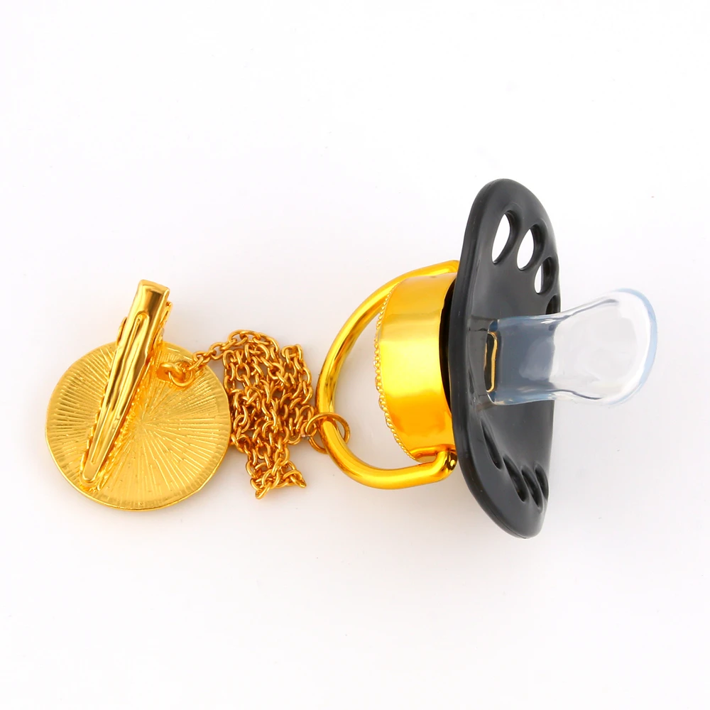 Black Bling Pacifier Rhinestone Crown Beautiful Baby Pacifier and Pacifier Clip BPA Free Dummy with Dust Proof Cap