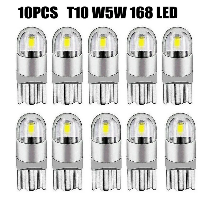 

10Pcs DC12V 2-SMD T10 192 825 W5W 0.96W 360LM White Car Interior LED Reading Lights Energy-Saving Car Accessories