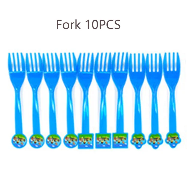 Paw Patrol Birthday Party Balloons Toy Birthday Banner For Kids Boys Girls Party Decoration Paper Cup Plate Tableware Supplies 10PCS Fork