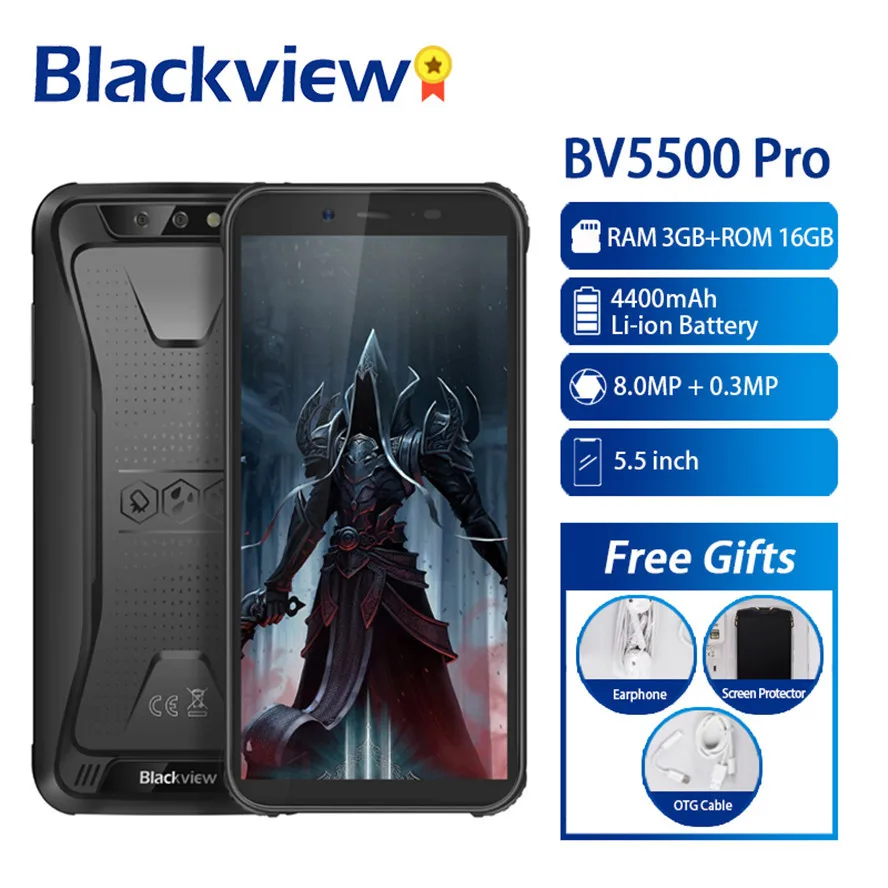  Original New Blackview BV5500 Pro IP68 Waterproof 4G Mobile Phone 3GB+16GB 5.5