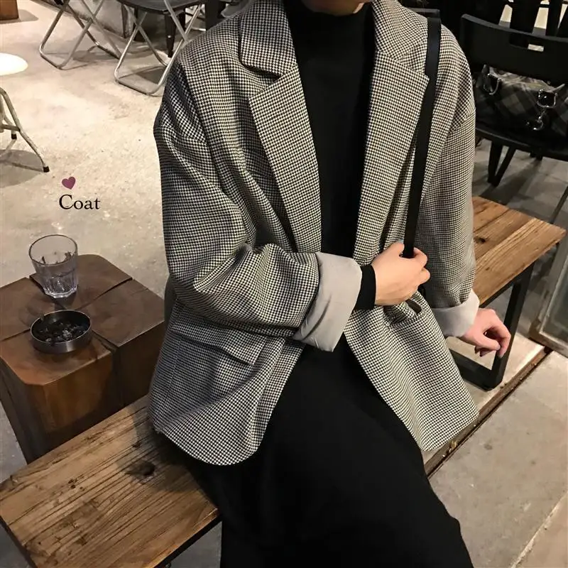 

2019 Autumn New Style Thousands of Birds Suit Jacket + Waist Hugging High Collar Dress WOMEN'S Knitted Long Skirt Fashion