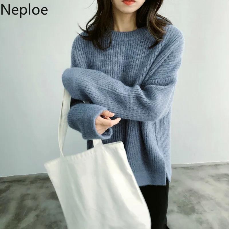 Neploe/осень, новинка, пуловер с круглым вырезом, женские, корейские свободные, безумный стиль, вязаный нижний свитер, повседневный топ с крестиком, 45873