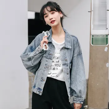 

Denim jacket female 2020 new loose Korean bf loose student wild short denim clothing tide blue black casual short
