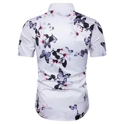 Брендовая 3d Цветочная гавайская рубашка мужская 2019 летняя Модная хлопковая Мужская s пляжная рубашка с коротким рукавом Повседневная