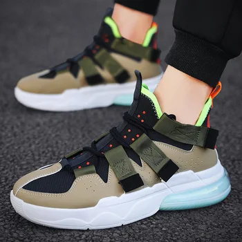 

M- Explosion models autumn men's casual shock absorption anti-skid air cushion high to help outdoor daily lace basketball shoes