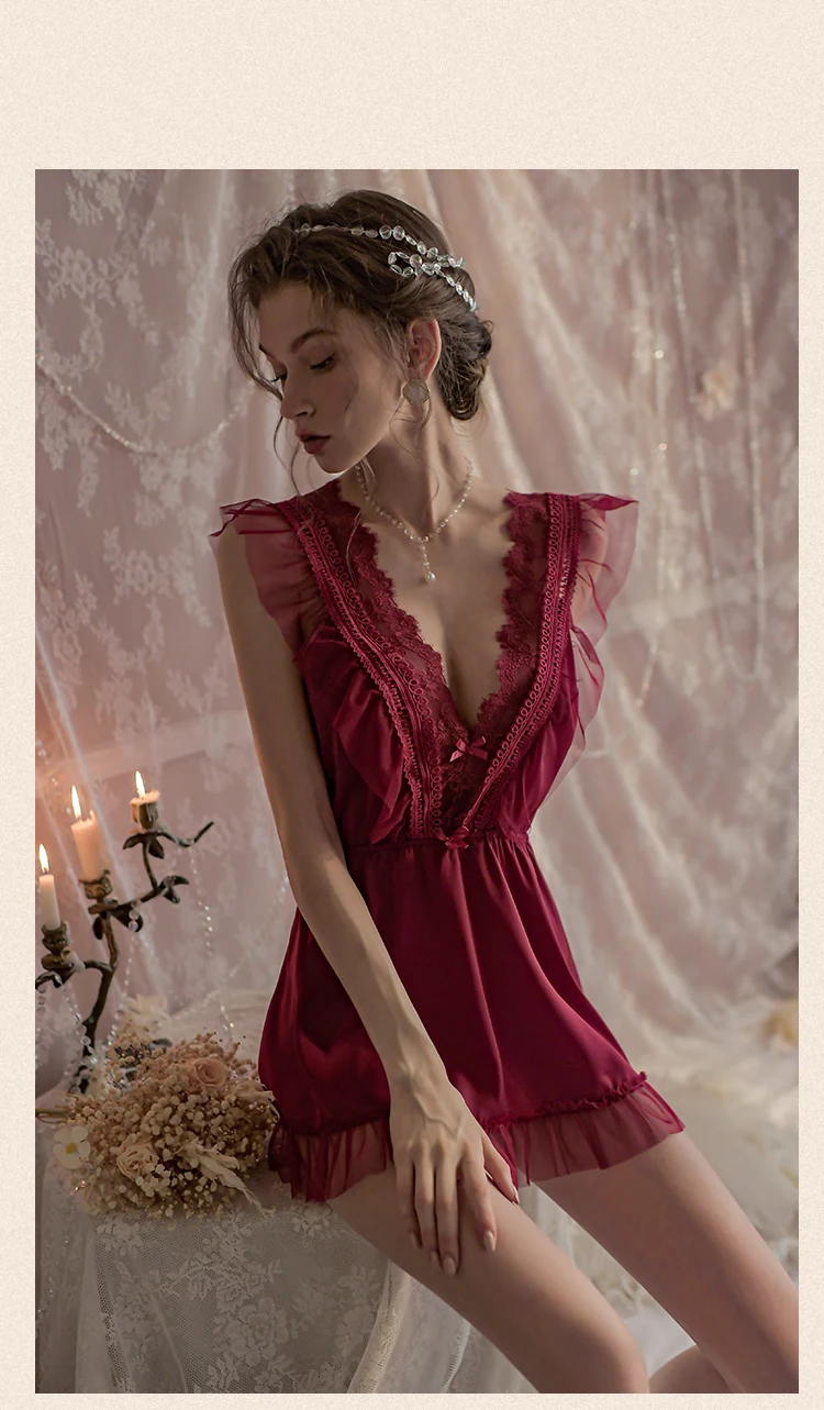 lace silk night dress