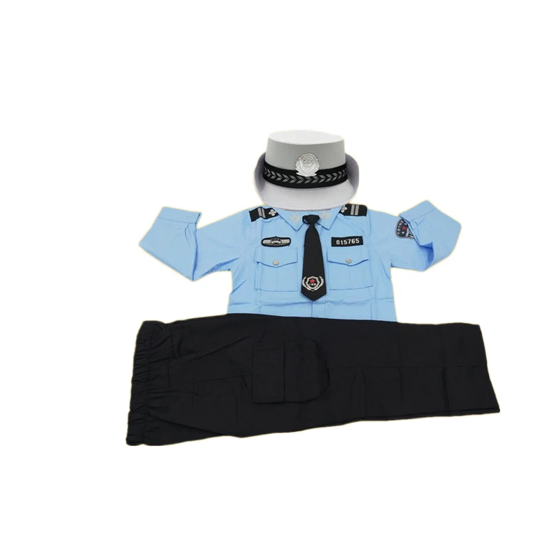 110 160cm Kids Police Officer Cosplay Costume Carnival Party Fancy Clothing Set Children s Day Wear