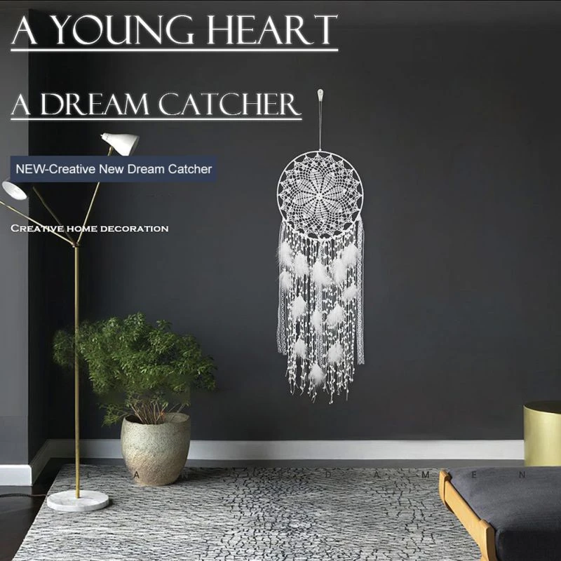 White Dream Catchers Large Handmade Crochet Dreamcatcher Wall Decor For Teen Girls Room Home Decoration Wind Chimes Hanging Decorations Aliexpress