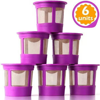 

6 Reusable K Cups for Keurig K-Classic,K-Elite,K-Select,K-Compact ect, Refillable Kcups Coffee Filters for 2.0 and 1.0 Brewers