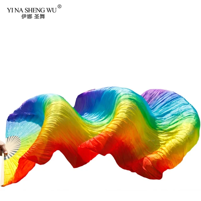 1 Piece Imitation Silk Colorful Belly Dance Fan Handmade Fan For Kids/Women Bellydance Long Fan Chinese Dance Fan Veil 22 Colors Color 18