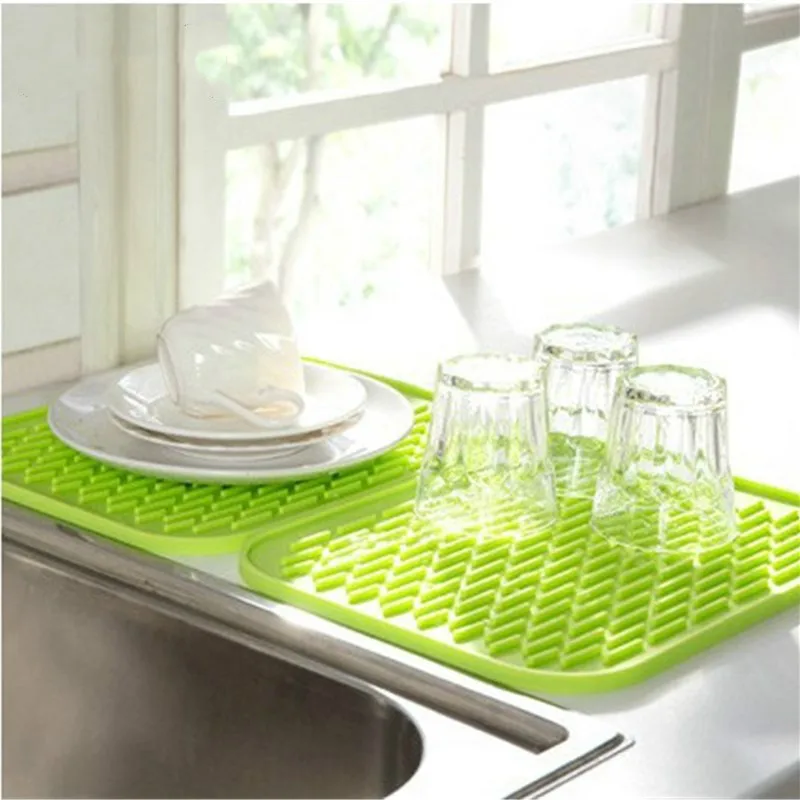 Silicone Drain Mat Dish Drying Cup Mat 32x25x0.5cm Heat Resistant Pot Pad  for Kitchen Tableware Foldable Dish Draining Tool - AliExpress