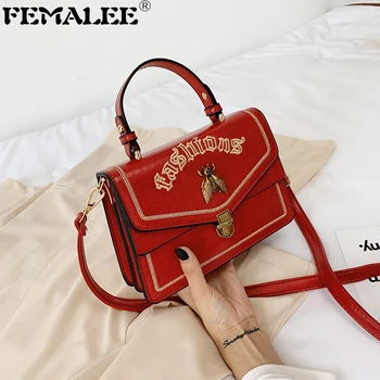 

2020 new Letter Embroidery handbags women fashion ins Hot retro wide shoulder strap messenger bag purse Bee Decor Crossbody Bags