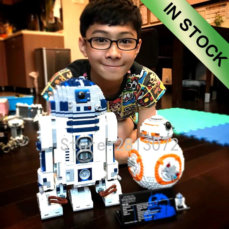 Cena W magazynie seria robotów Star Wars R2D2 BB8 WALL E 16003 05043 10906 687 sztuk pomysły Model klocki 10232 75187 10225 zabawki