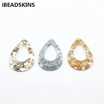 

New arrival! 46x32mm 50pcs Resin Built-in shell Drop shape charm for Earrings parts,Jewelry Accessories,hand Made Jewelry DIY