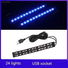 Для внутреннего оформления автомобиля огни модифицированные автомобильные USB подошвы атмосферные огни Светодиодный декоративные лампы внутреннего освещения красочные CD50 Q04