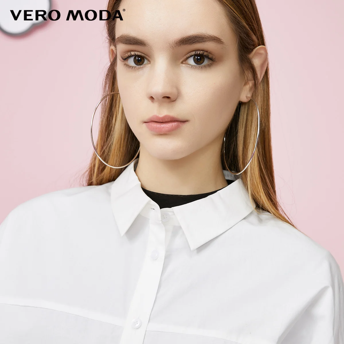 Vero Moda Новая женская хлопковая рубашка прямого кроя с принтом букв с открытыми плечами | 319305533