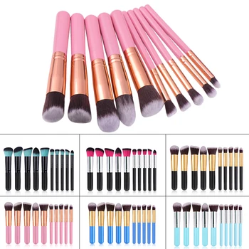 

New Arrive 10Pcs/set Makeup Brush Set Soft Synthetic Hair Cosmetics Foundation Powder Blending Blush Lady Beauty Makeup Tools