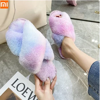 

Xiaomi 2020 Autumn Winter House Women Slippers Multi Color Comfortable Flat Woman Shoes Non Slip Indoor Ladies Furry Slippers
