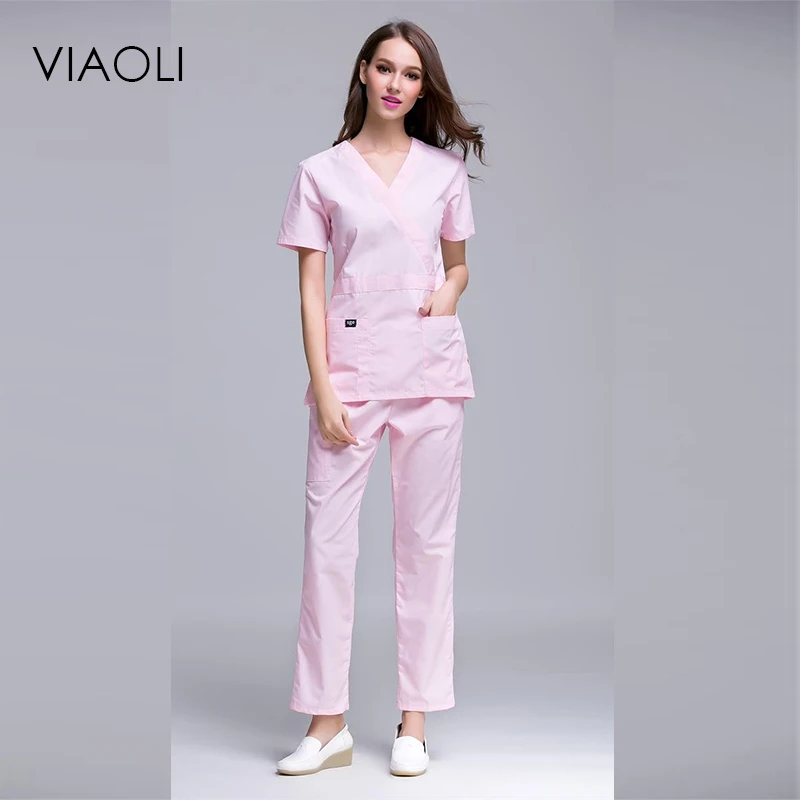 2017 Medicos Round neck Hospital Scrub Sets Beauty Salon Dental Clinic Working Uniforms Medical Gowns Nurses Doctor Clothes