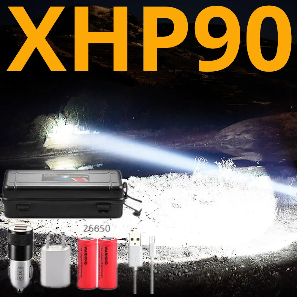 

Brightest XHP90 XHP70 LED Flashlight Super Powerful Torch USB Lamp Zoom Torch Use 18650 26650 Rechargeable Battey drop shipping