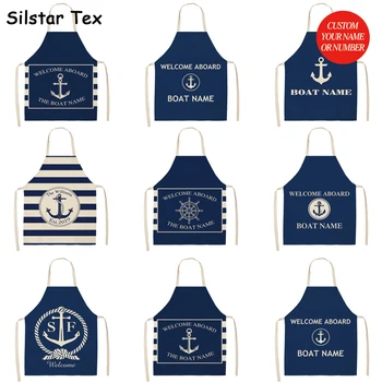 

Silstar Tex Navy Style Anchor Apron Kitchen Chef Aprons Sets Dress Man Hair Dresser Multi Function Barber Kids Beard Home Play