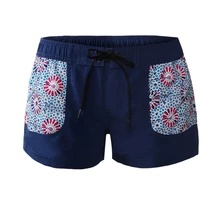 Темно-синие женские бойгетры с карманами лёгкие дышащие и быстросохнущие женские пляжные шорты с принтом летняя пляжная одежда для отдыха