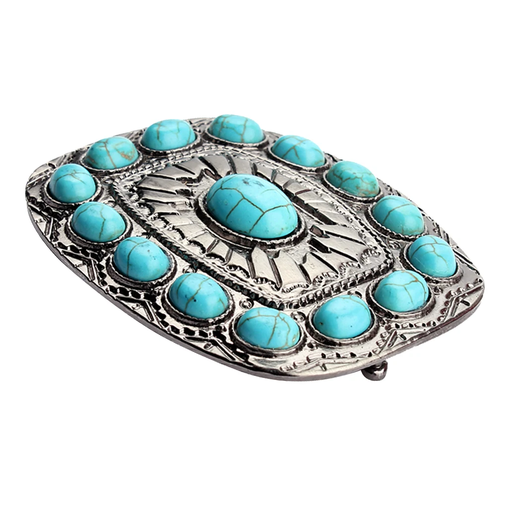 Handmade Turquoise Belt Buckle Western Buckles Fit Leather Belt Accessories 