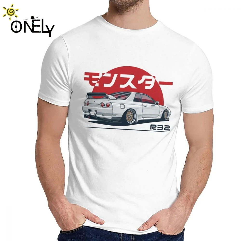 Япония автомобиля Skyline gt-r R32 футболка Для мужчин; стильная обувь для отдыха с классическим круглым вырезом Футболка Camiseta